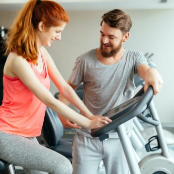 Personal trainer giving instructions